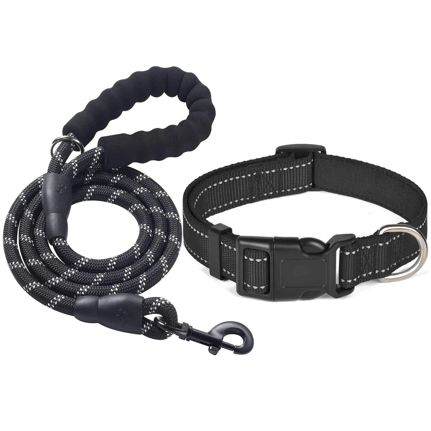 NONECN Nylon Dog Collar With Padded Handle And Reflective Thread