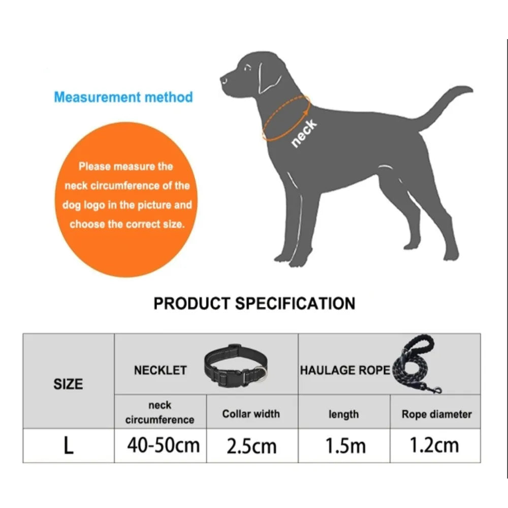 NONECN Nylon Dog Collar With Padded Handle And Reflective Thread