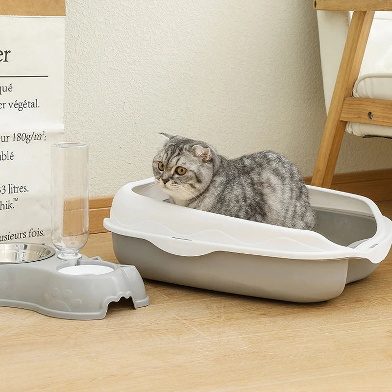 High-concerned Semi-Enclosed Cat Litter Box with Pedal Design