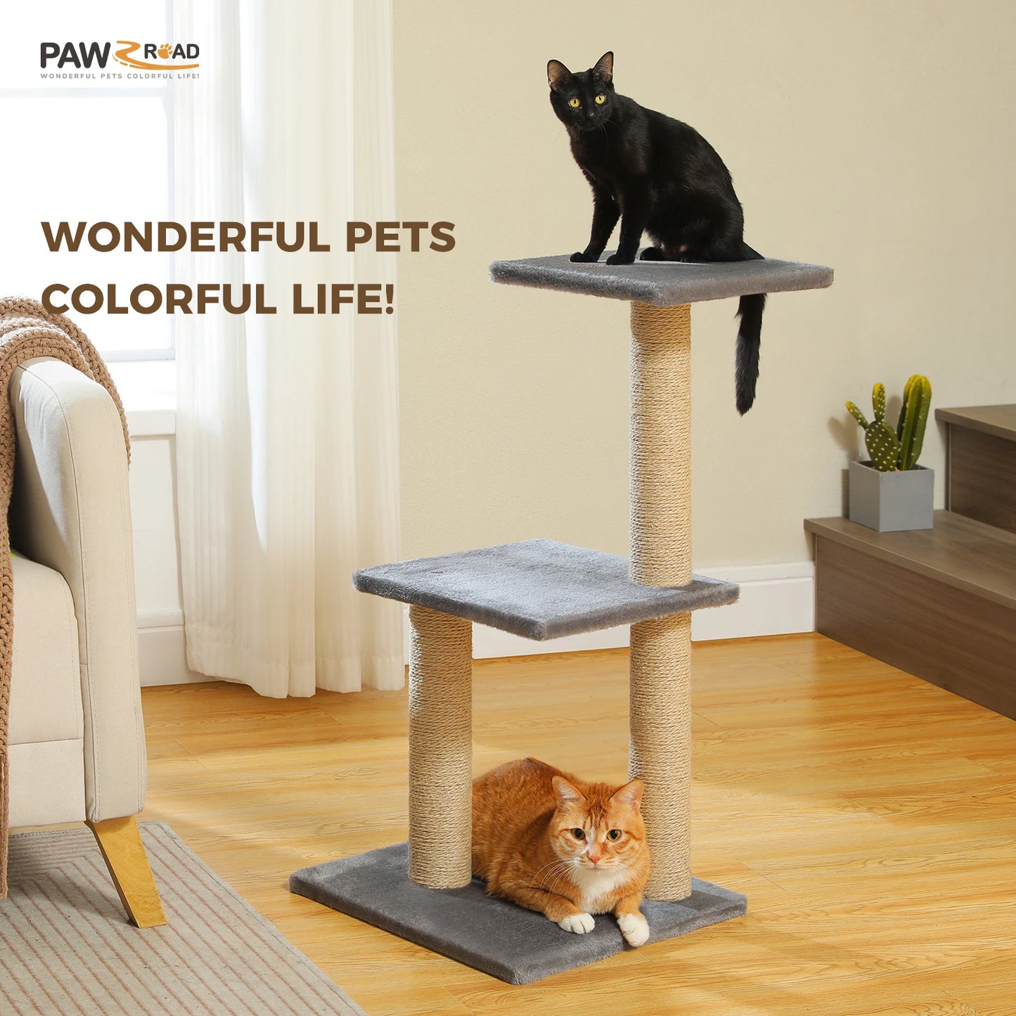 PAWZ Road Cat Tree for Indoor Cats With Scratching Posts