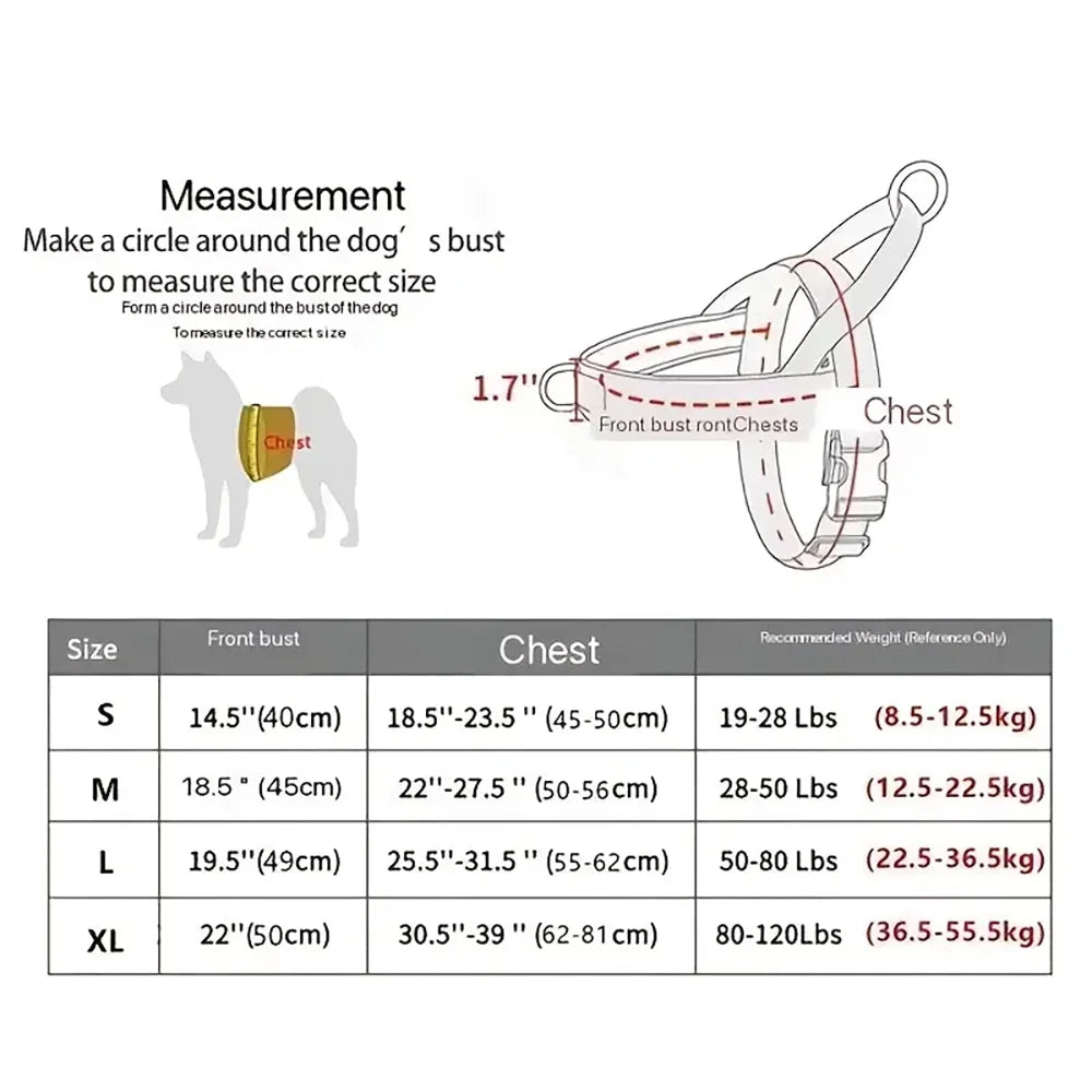 Tactical Anti Pull Dog Harness Nylon Adjustable With Handle