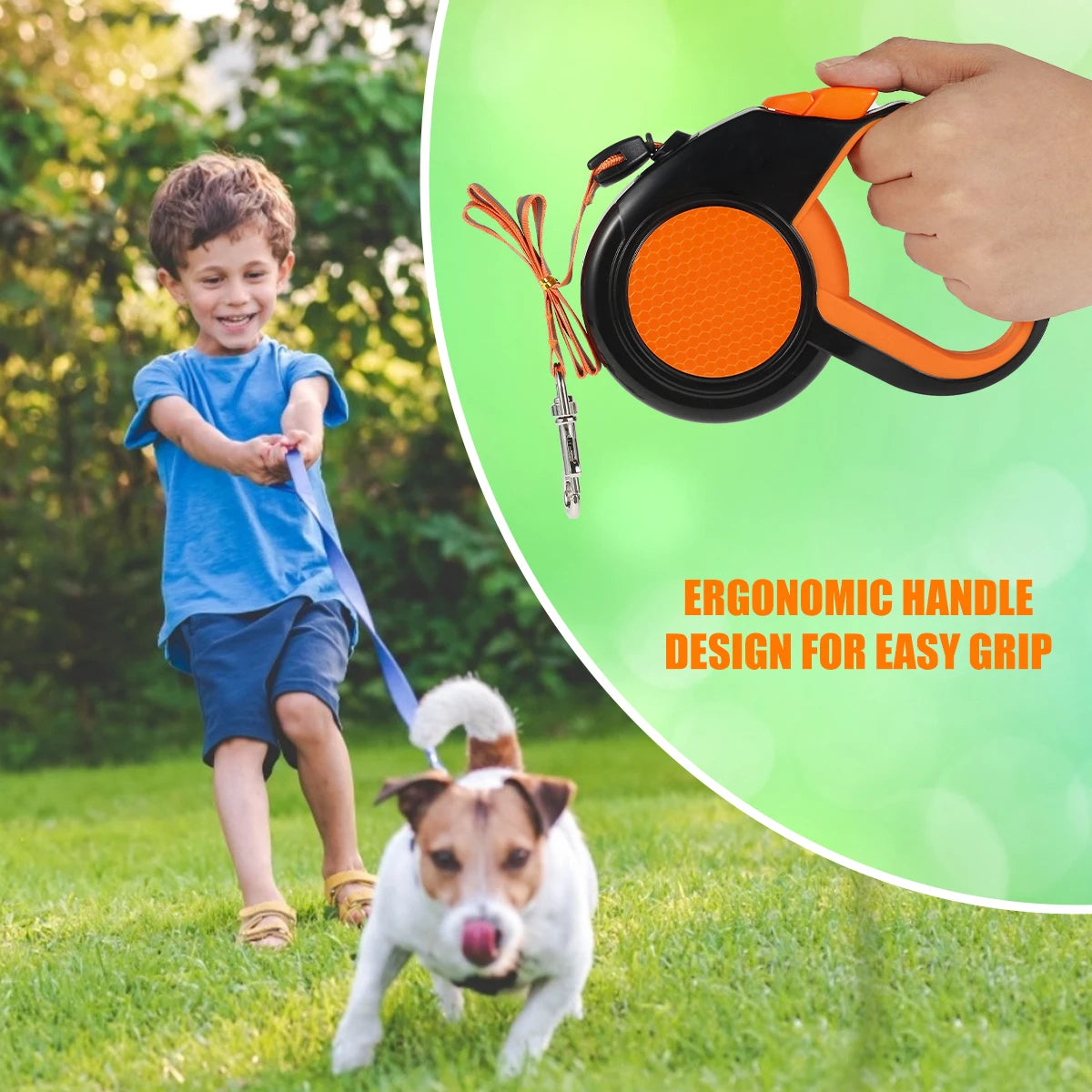 Retractable Dog Leash Heavy Duty Reflective Tape Non Slip Handle