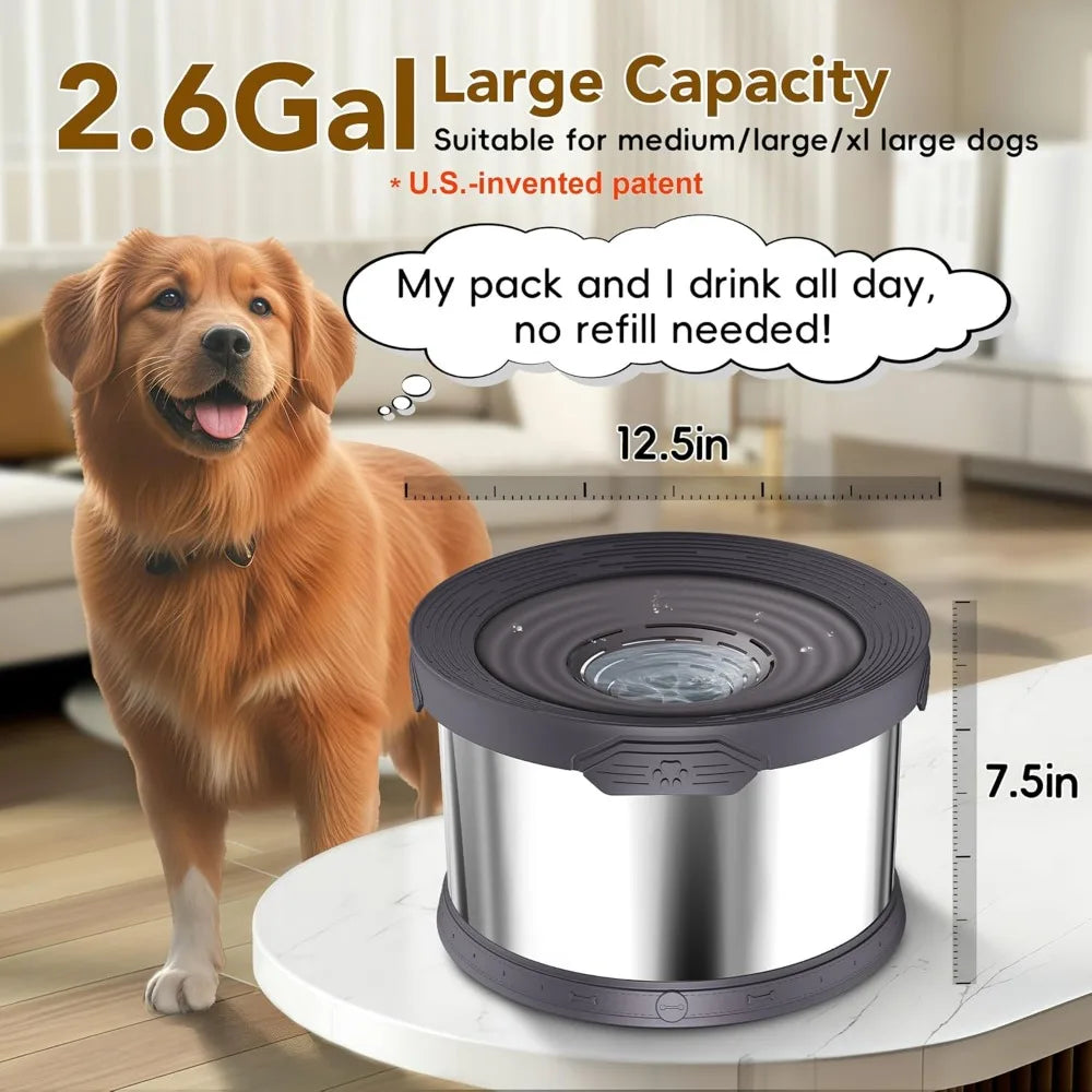 Stainless Steel No-Spill Dog Water Bowl Anti-Splash Slow Drinking Bowl