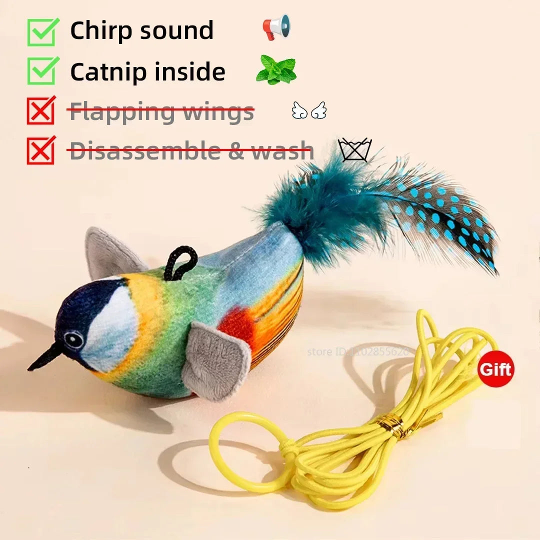 Bird Shaped Interactive Cat Toy Rechargeable Chirping Flapping Plush