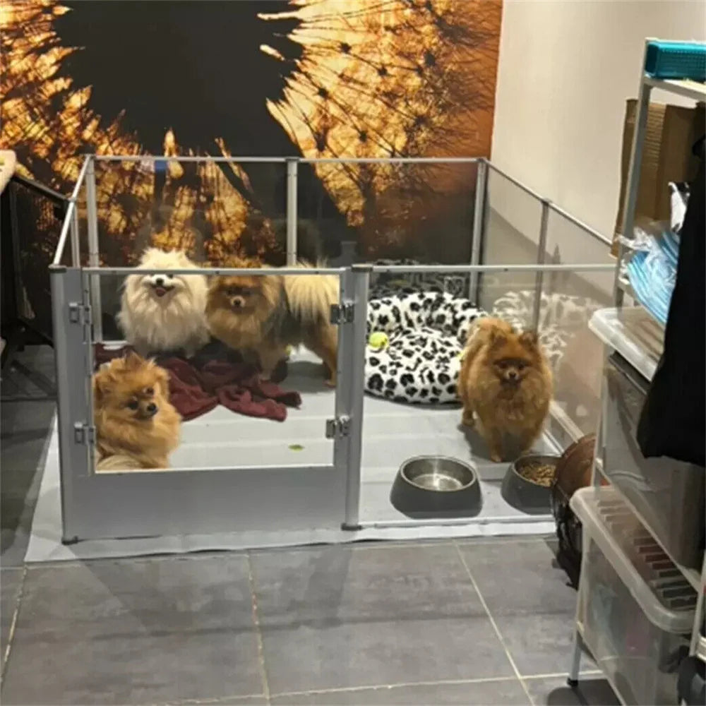 BORWARTH Acrylic Dog Playpen 3 In 1 Pet Enclosure Pad