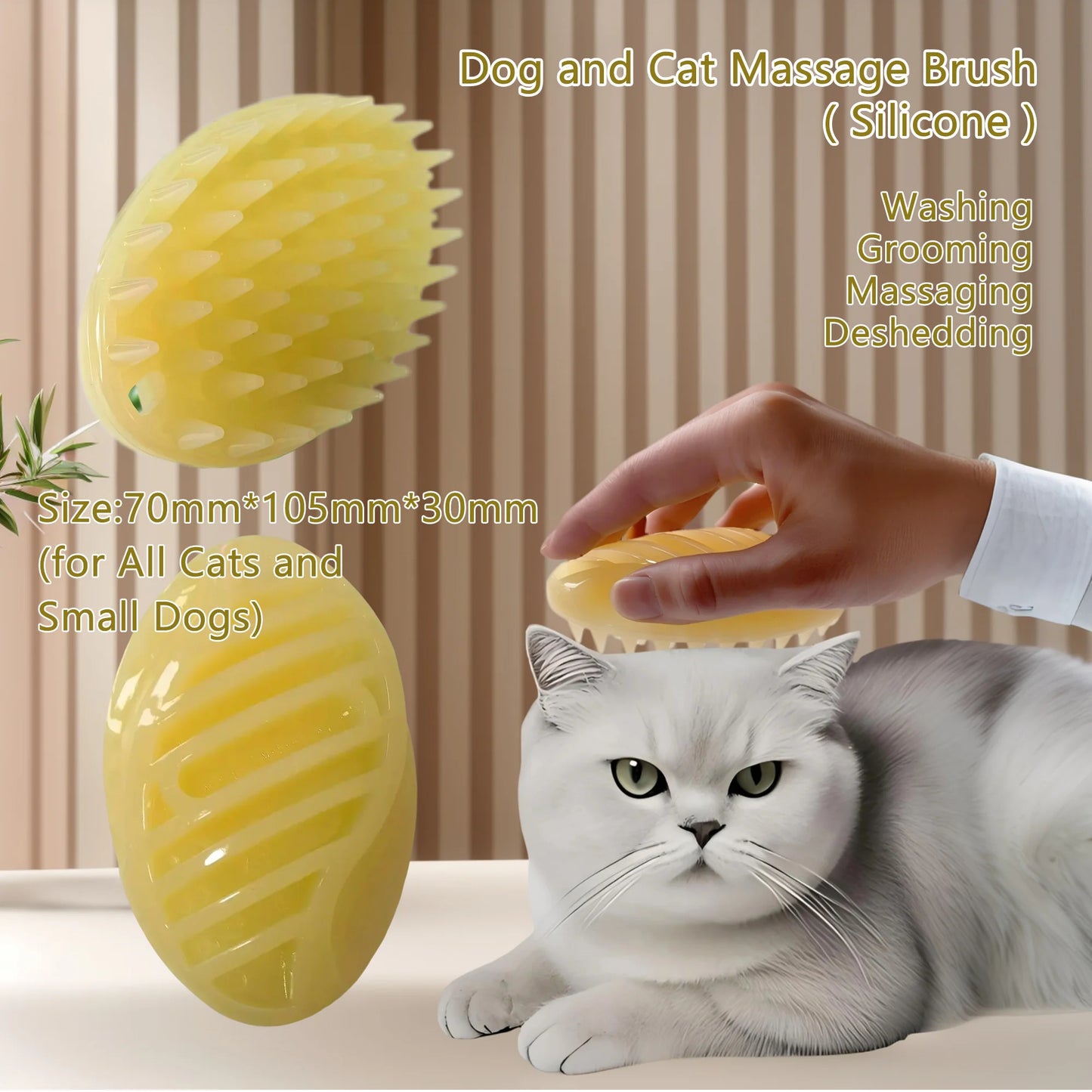 YTYIN Dog Cat Massage Brush With Silicone Bristles For Pets