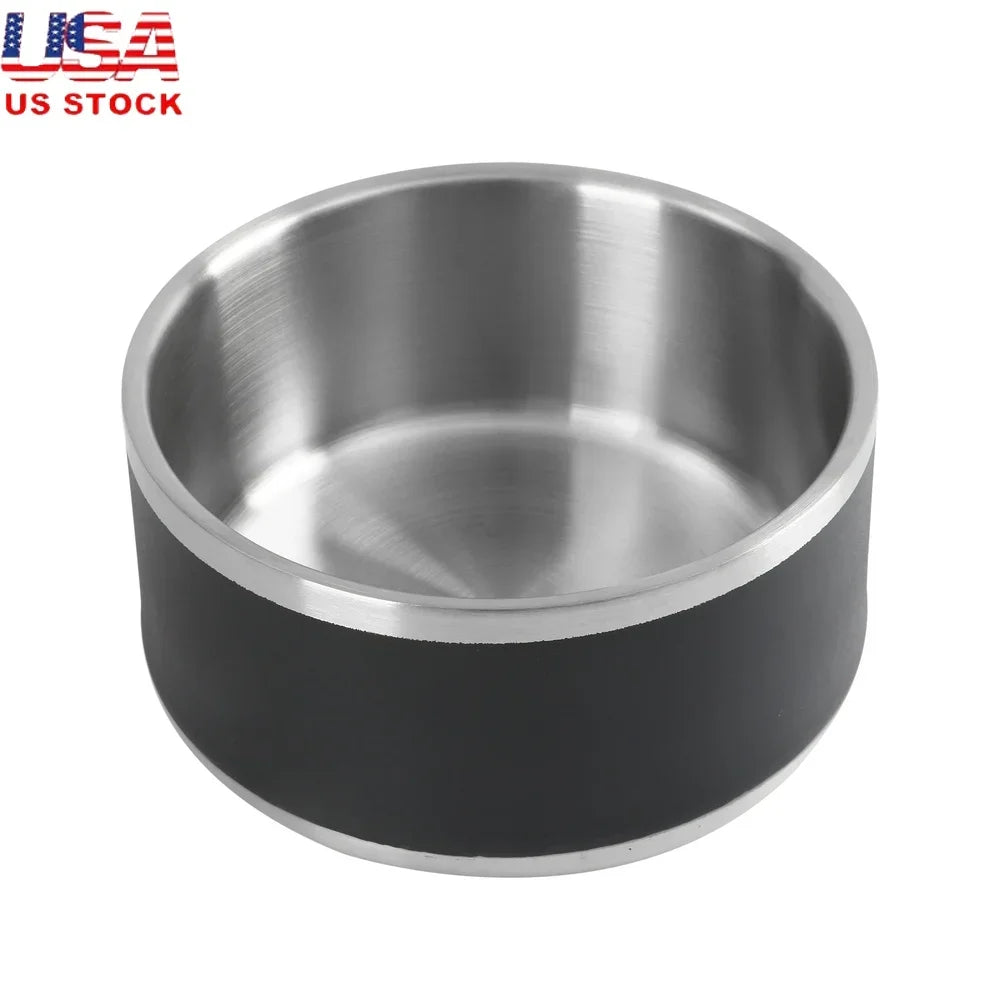 Stainless Steel Double Wall Dog Feeding Bowl Non Slip
