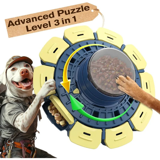Three Level Dog Puzzle Toy Paw Activated Feeder Interactive