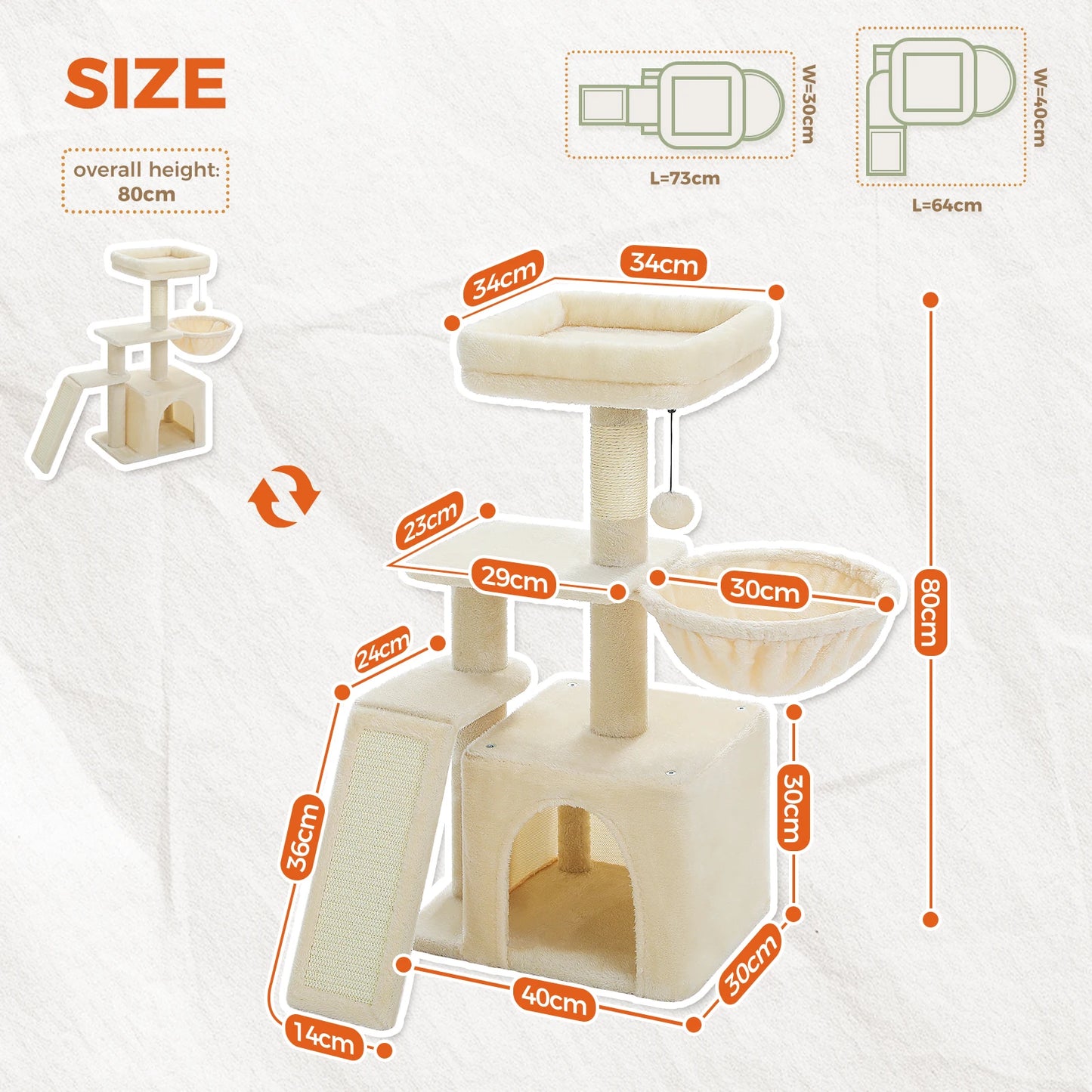 PAWZ Road Cat Tree for Indoor Cats With Scratching Posts