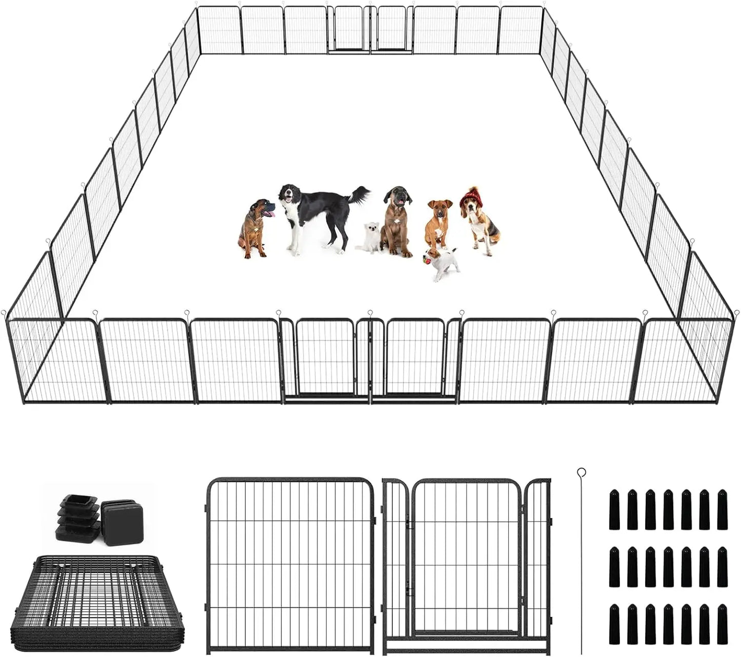 Dog Playpen Outdoor Extra Wide Rust Resistant Portable With Gates