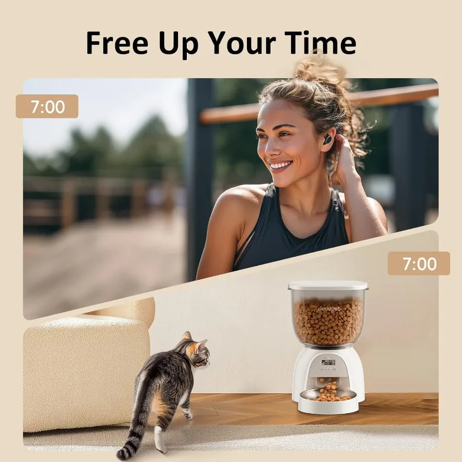 Automatic Cat Feeder With Timed Dispensing And Adjustable Portion Control