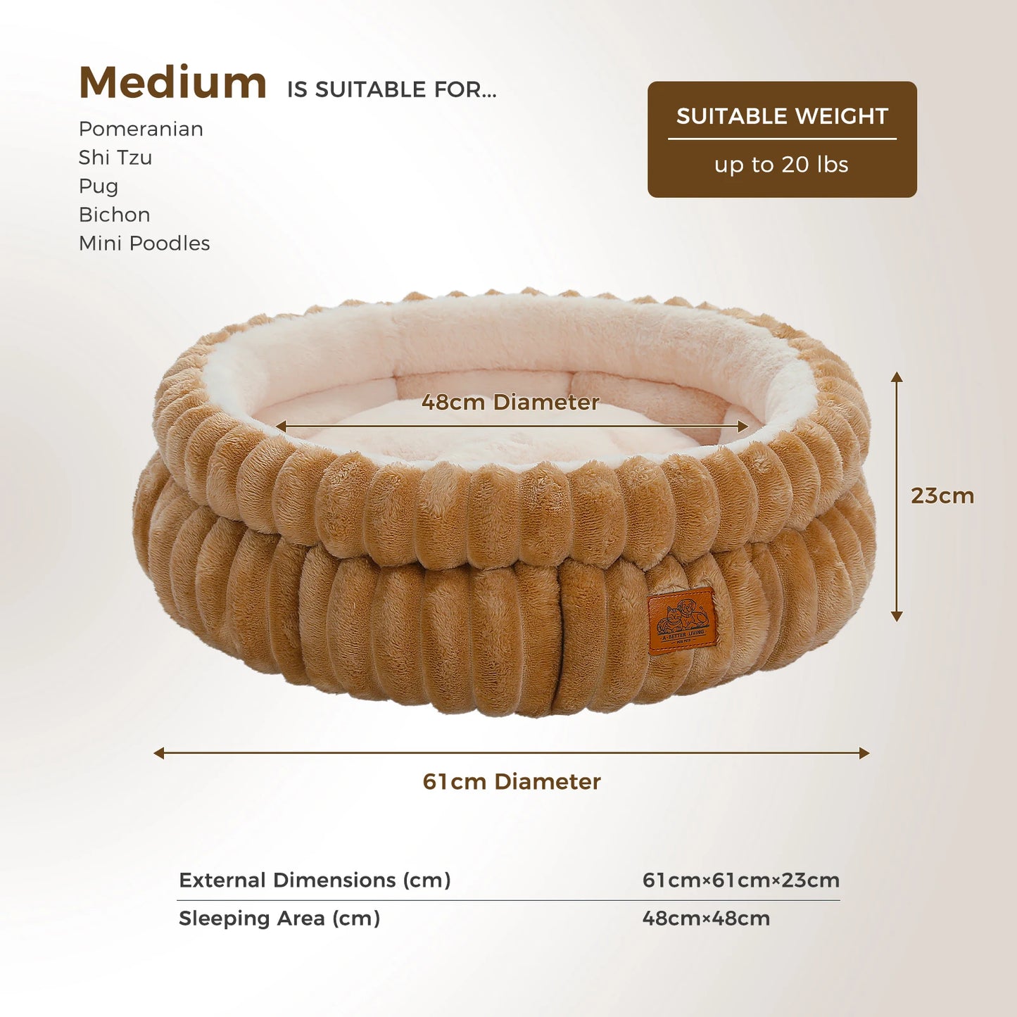 PAWZ Road Washable Durable Dog Bed With Anti Slip Bottom