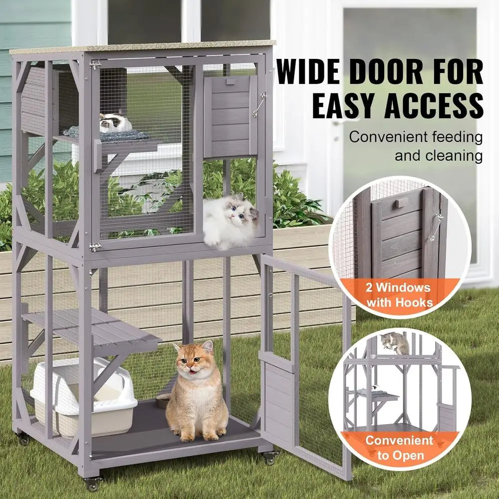 Cat Playpen Catio With Wheels And Removable Tray Indoor Use
