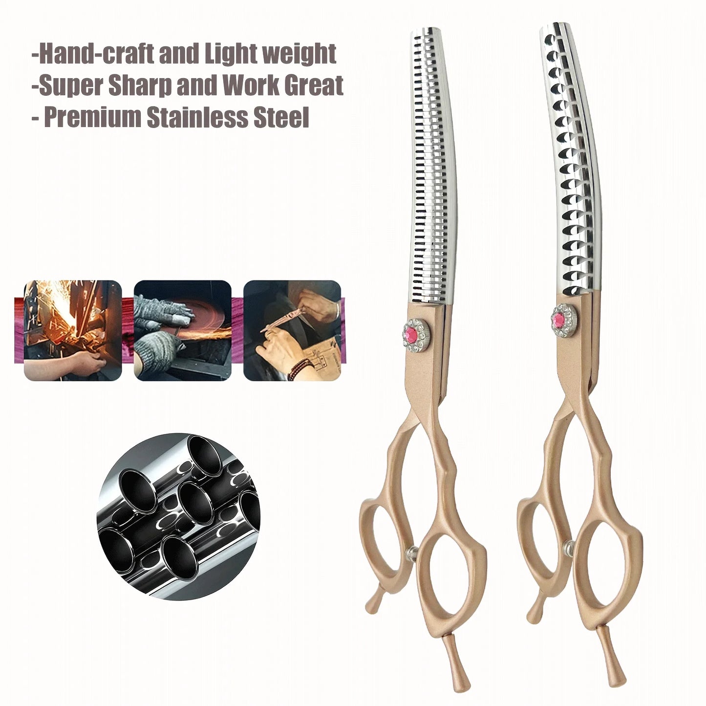 Wingsbro Professional Curved Thinning Dog Grooming Scissors