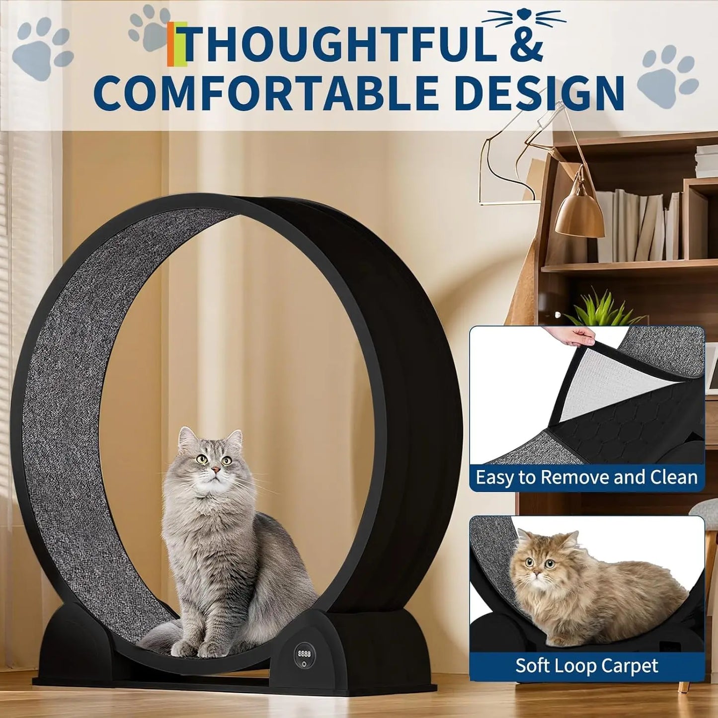 DishyKooker Cat Exercise Wheel With Smart Pedometer For Indoor Running