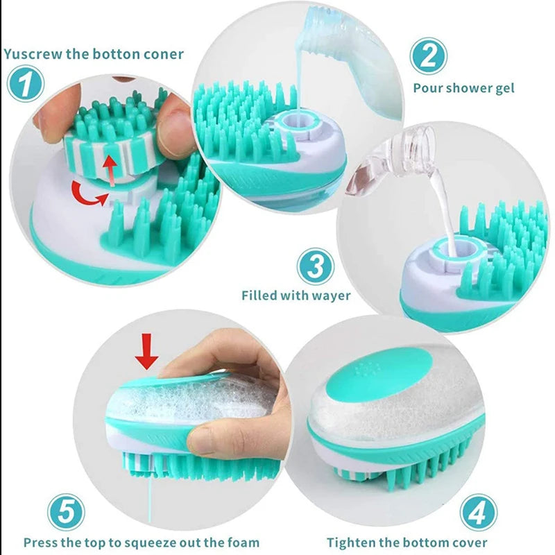 Pet Bath Brush Two In One Silicone Grooming Comb For Dogs