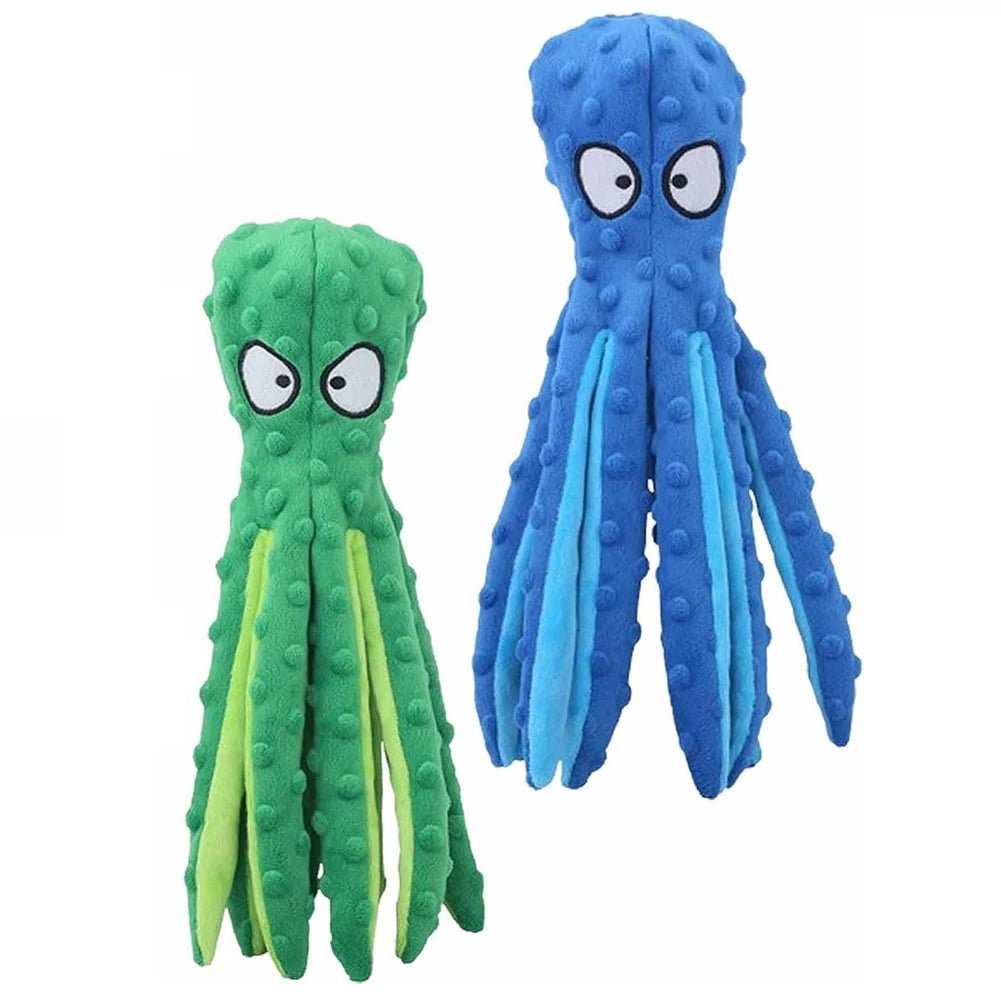 Intelligent No Stuffing Squeaky Octopus Dog Chew Puzzle Toys 2Pcs