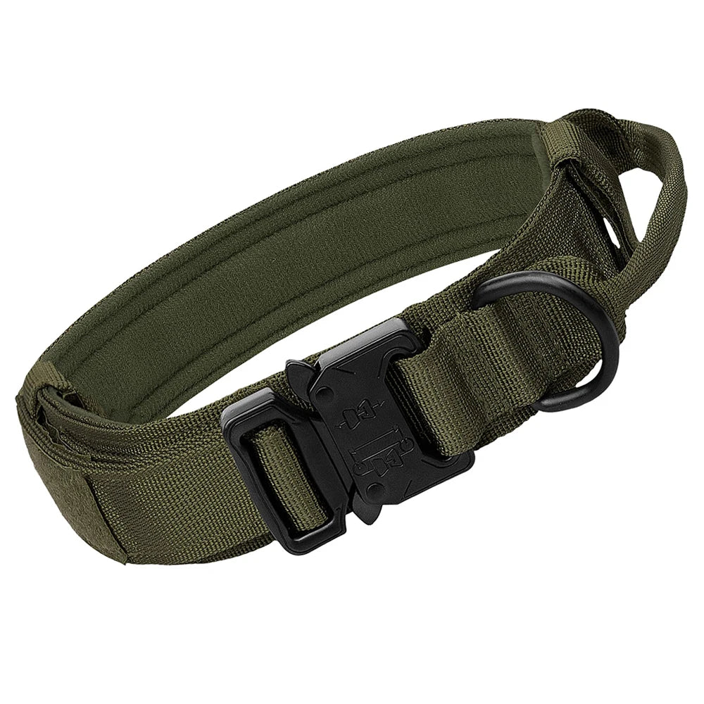 Heavy Duty Tactical Dog Collar With Handle Nylon Training