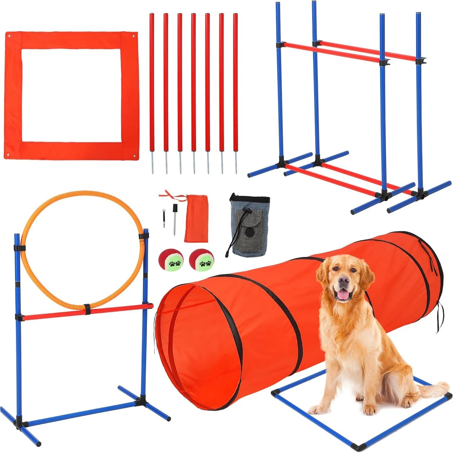 HiMISS 87 Piece Dog Agility Training Equipment Kit Obstacle Course
