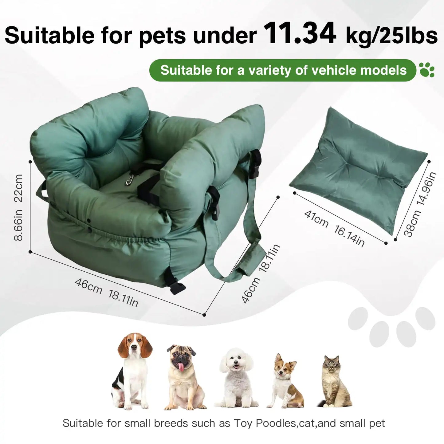 Two In One Dog Car Seat Carrier Bag Detachable Handles