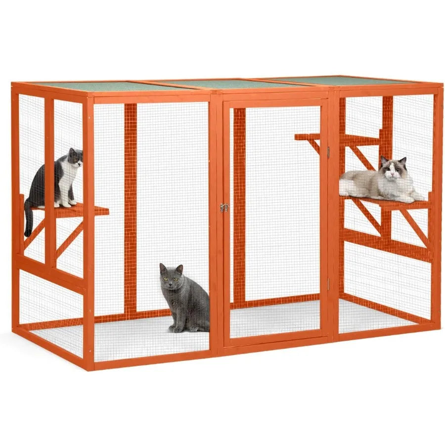 Catio Outdoor Cat Enclosure Weatherproof Patio Cage With Window Access