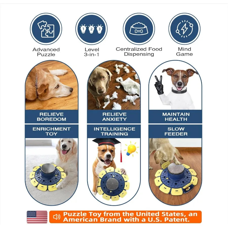 Three Level Dog Puzzle Toy Paw Activated Feeder Interactive