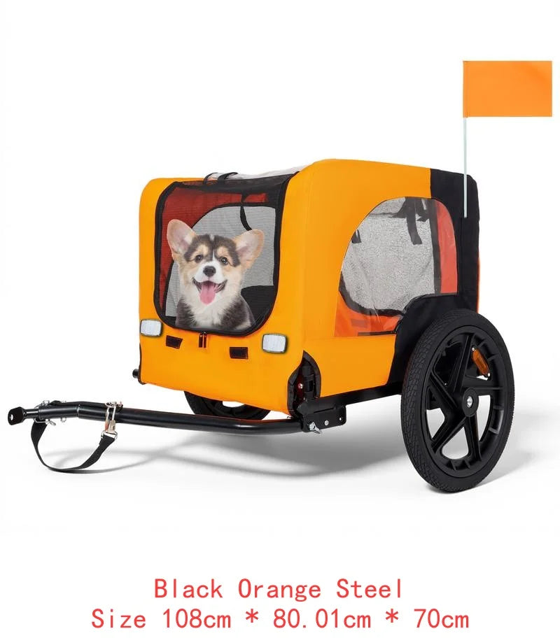 Heavy Duty Collapsible Pet Bike Trailer With All Terrain Wheels