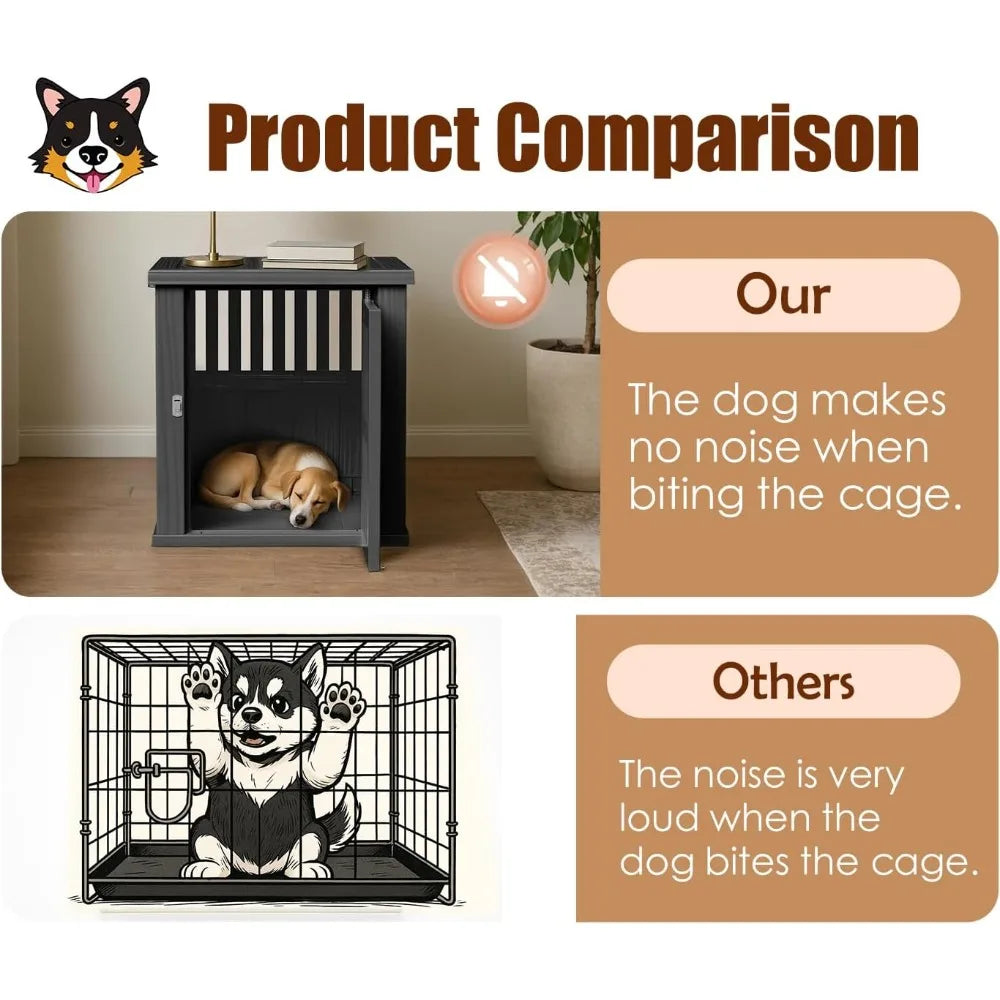 CHENGWEI Lockable Dog Crate End Table for Indoor Use