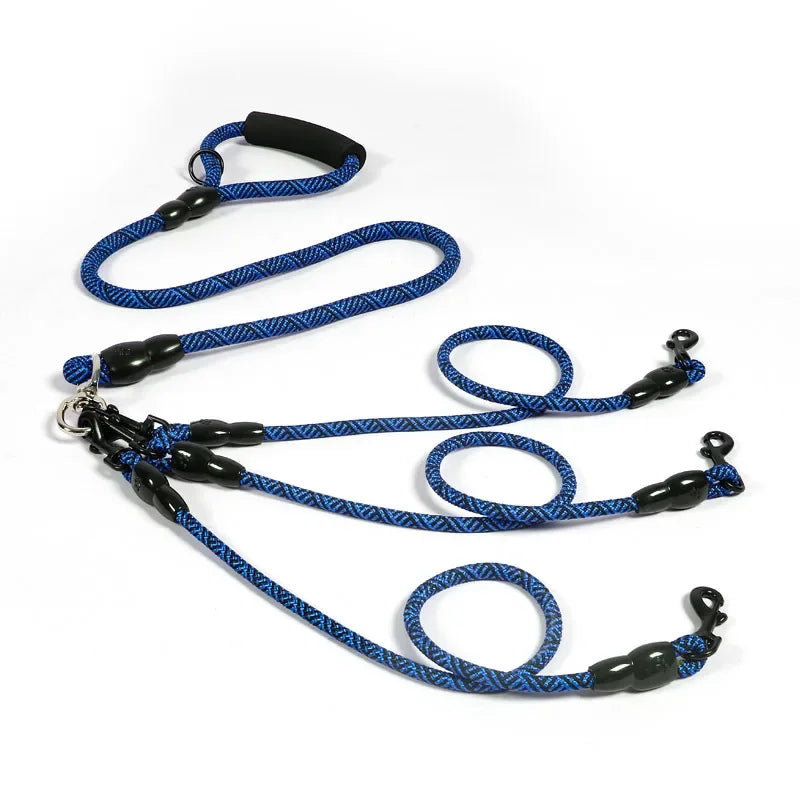 Nylon Triple Dog Leash With Foam Handle Quick Release