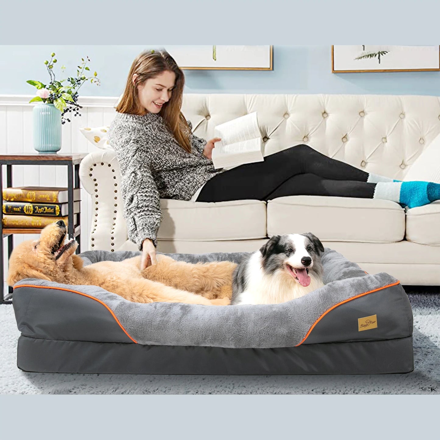 BINGOPAW Dog Bed With Removable Washable Cover Anti Allergy Waterproof