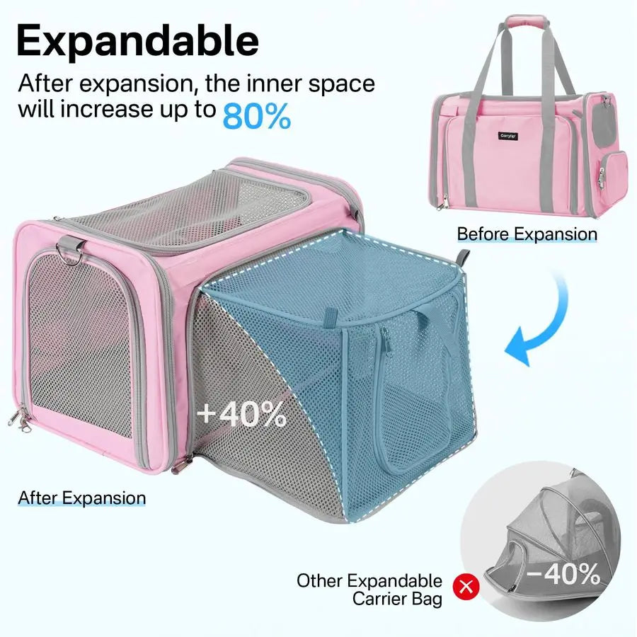 Airline Approved Soft Sided Cat Carrier For Cats And Small Dogs Up To 15 Lbs