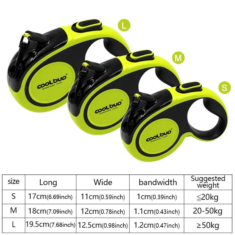 Portable Automatic Retractable Nylon Dog Leash For Large Medium Dogs