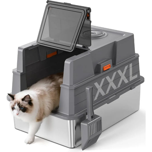 Stainless Steel Litter Box With Lid For Large And MultiCat