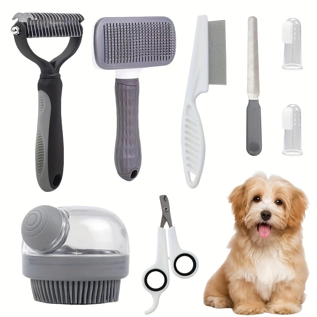 Hign-concerned 8-Piece Dog Grooming Kit Self-Cleaning Set