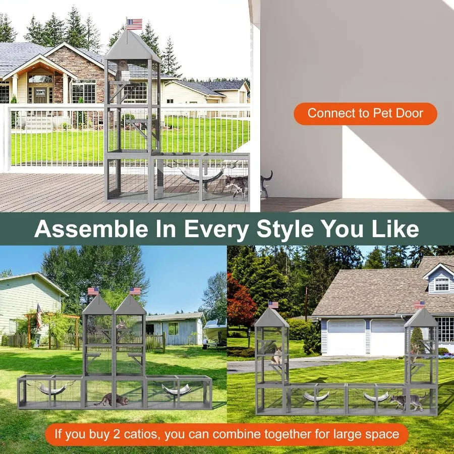 Closure Catio Outdoor Cat Enclosure With Tunnels And Dual Spaces