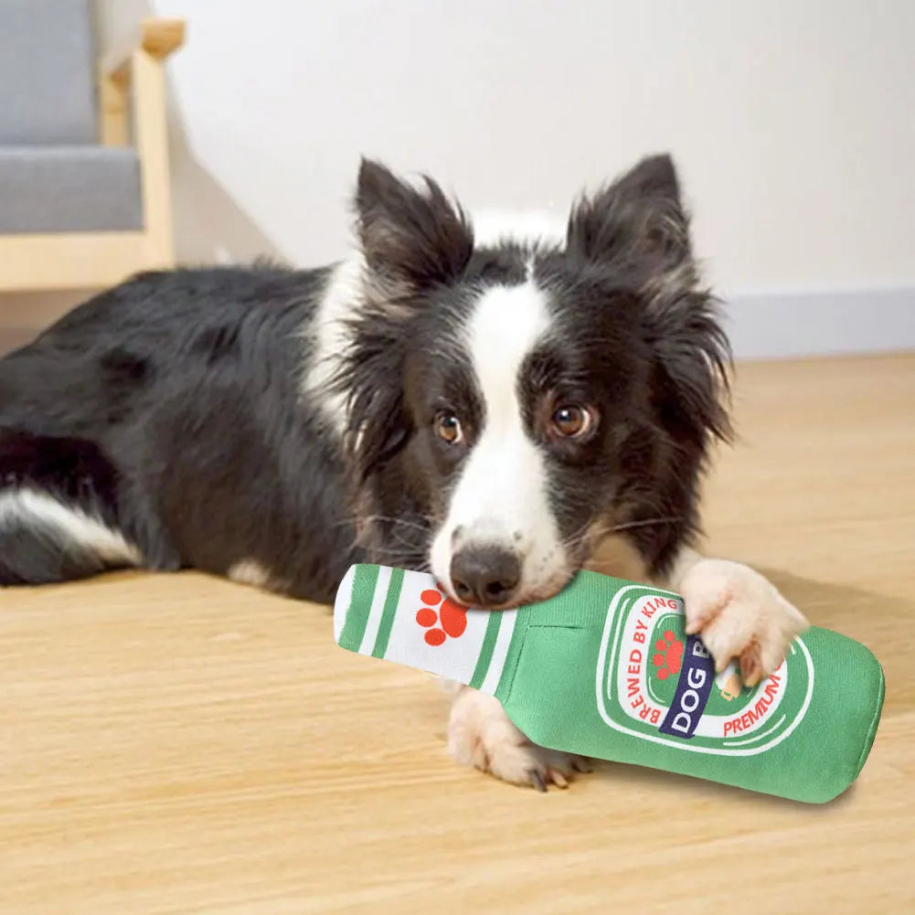 Hosporth Beer Bottle Plush Squeaky Dog Toy