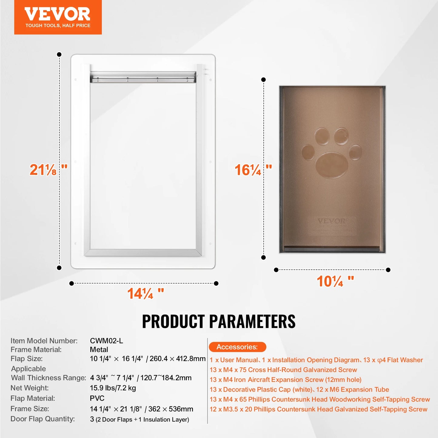 SucceBuy Pet Door With Metal Frame Lock 3 Flap System Weatherproof