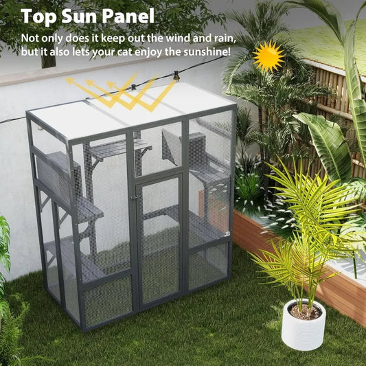 Closure Outdoor Cat Enclosure Catio With Waterproof Roof Iron
