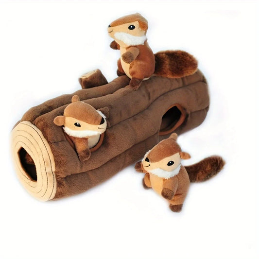 Interactive Plush Squirrel Dog Toy Hide and Seek Medium Dogs