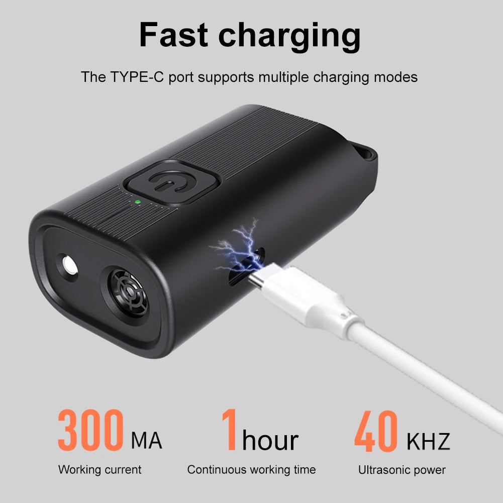 Rechargeable Ultrasonic Anti-Barking Device With LED Flashlight For Dogs