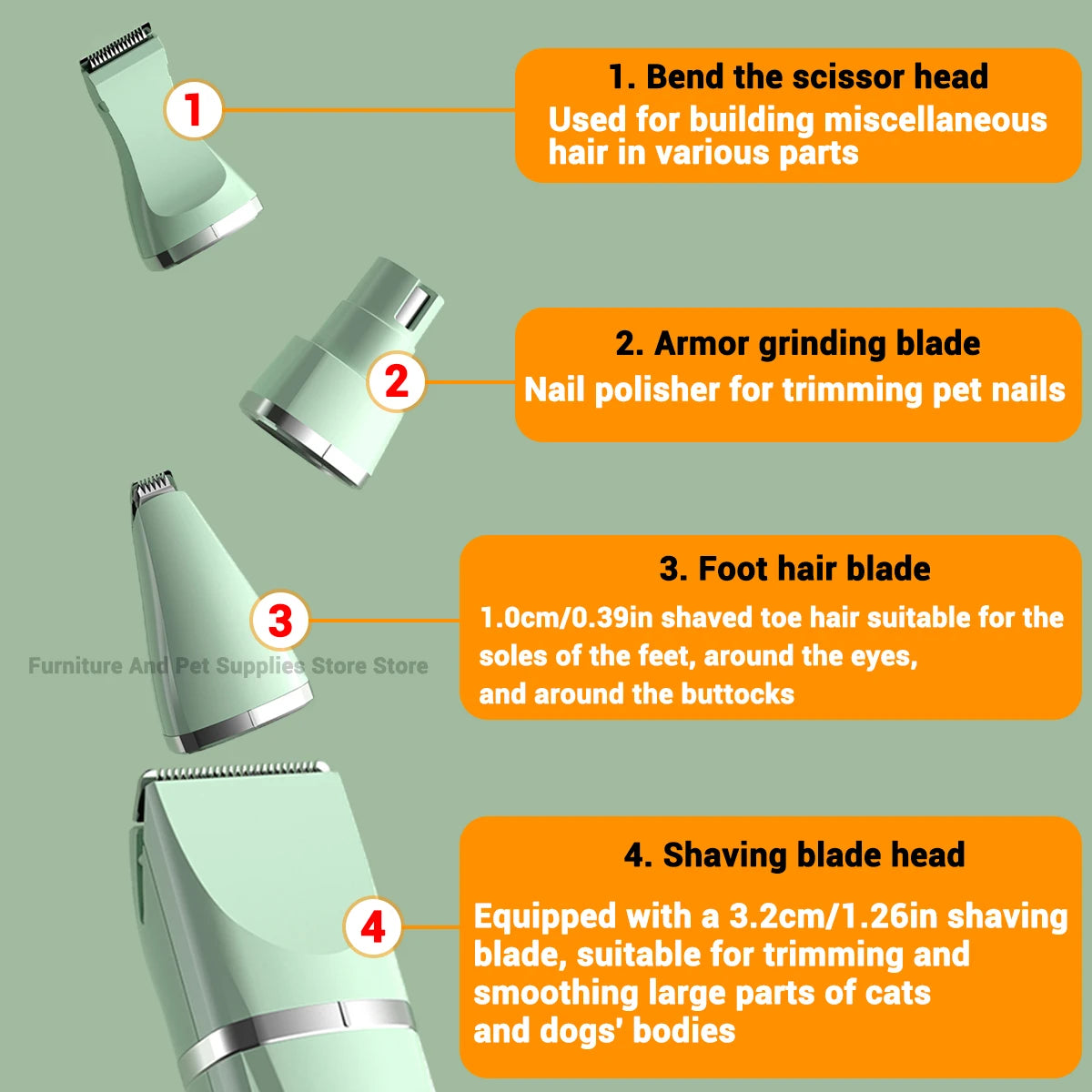 Professional 4-In-1 USB Rechargeable Pet Grooming Tool Set