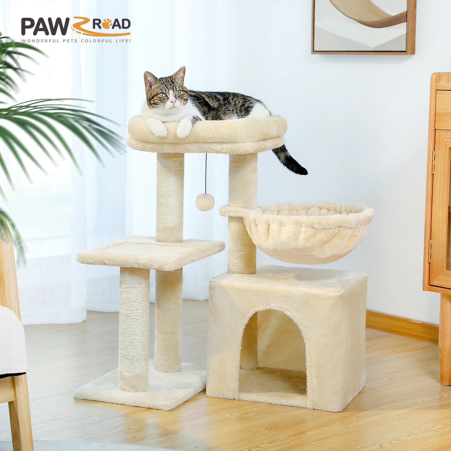 PAWZ Road Cat Tree for Indoor Cats With Scratching Posts