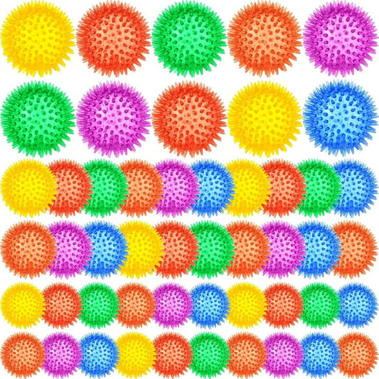 Squeaky Dog Toys Spiky Balls 50 Pack for Aggressive Chewers