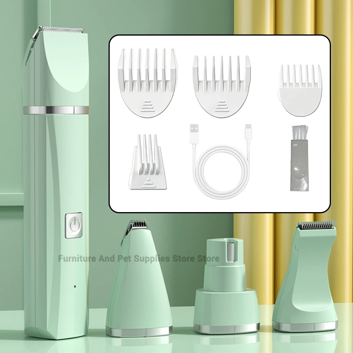 Professional 4-In-1 USB Rechargeable Pet Grooming Tool Set