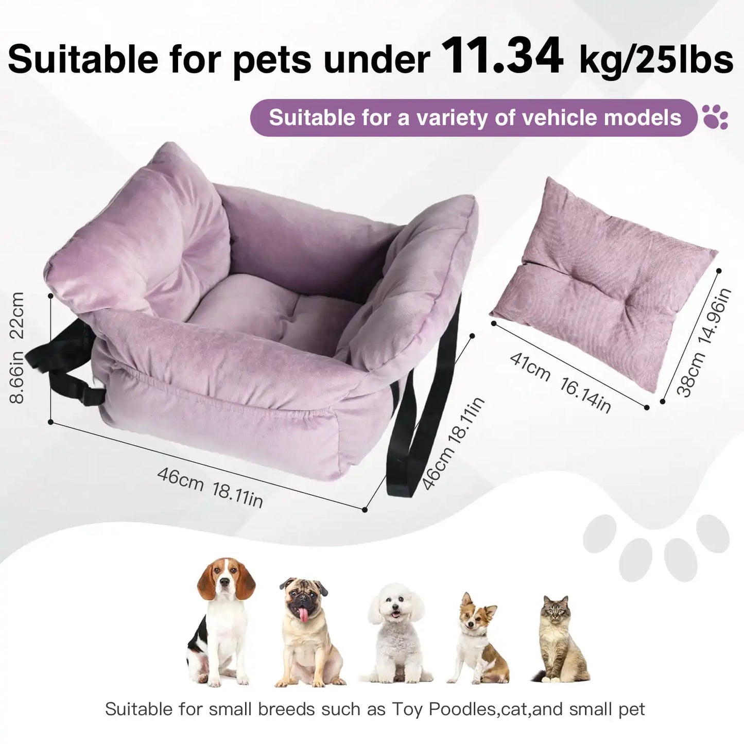 Two In One Dog Car Seat Carrier Bag Detachable Handles