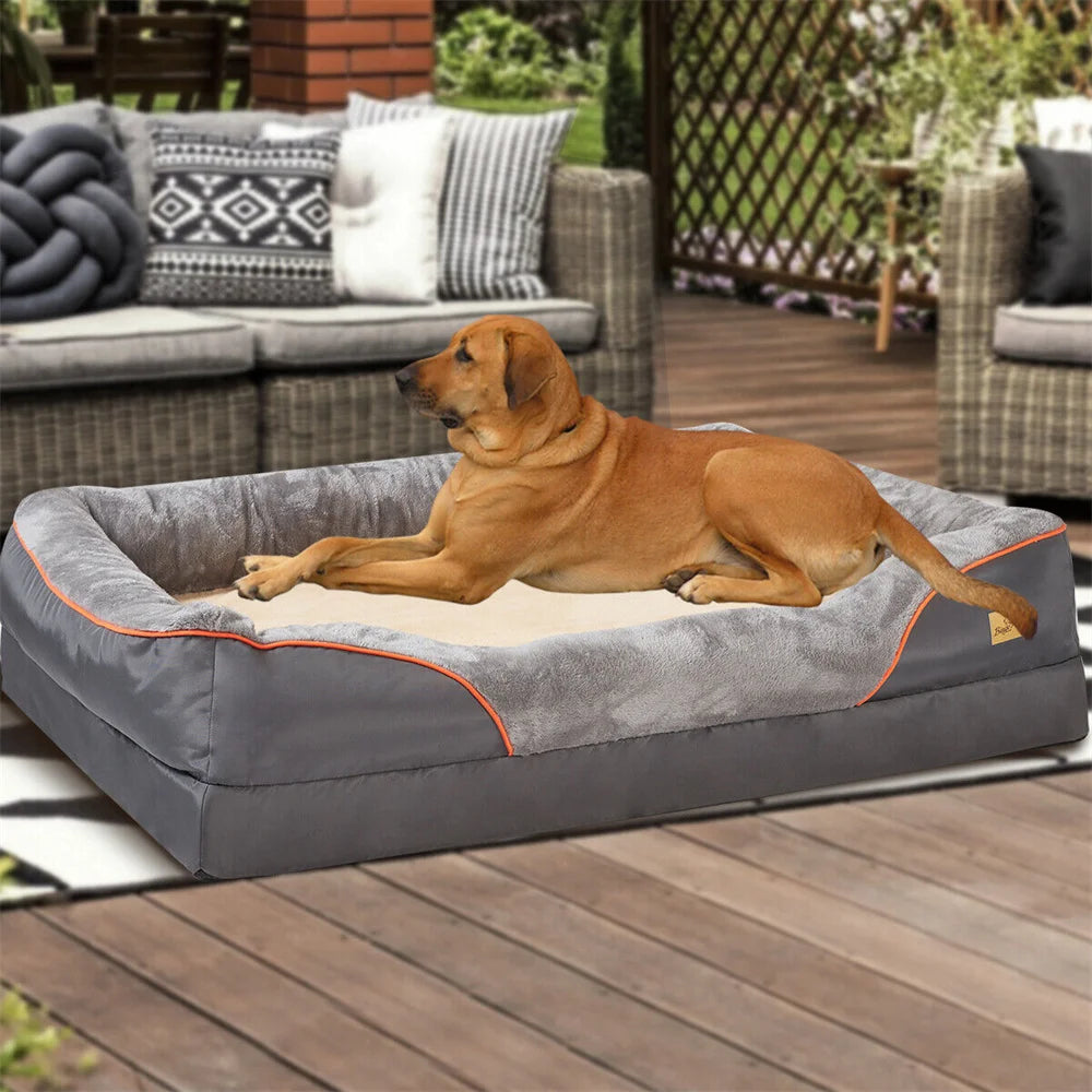 BORWARTC Orthopedic Memory Foam Waterproof Dog Bed With Removable Cover