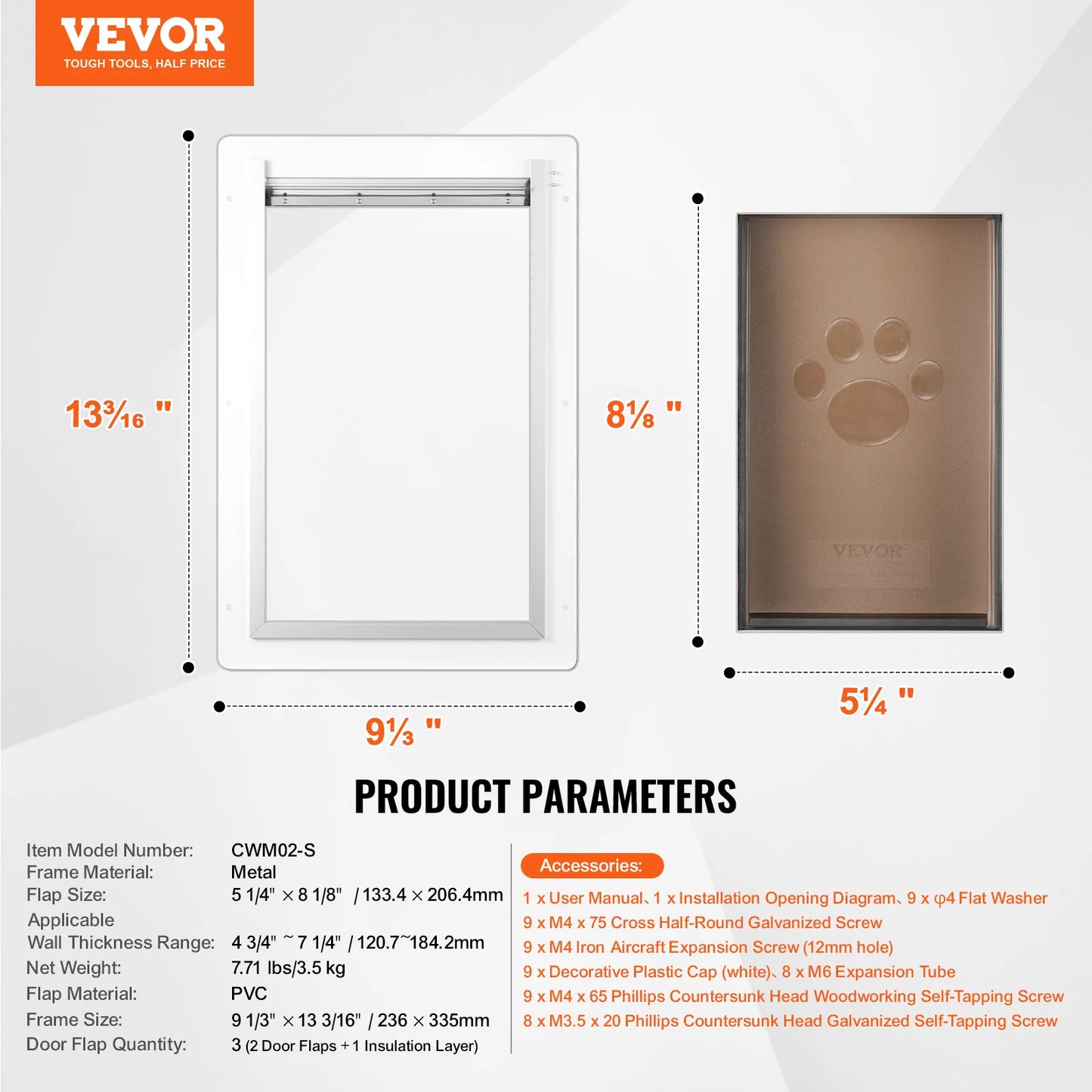 SucceBuy Pet Door With Metal Frame Lock 3 Flap System Weatherproof