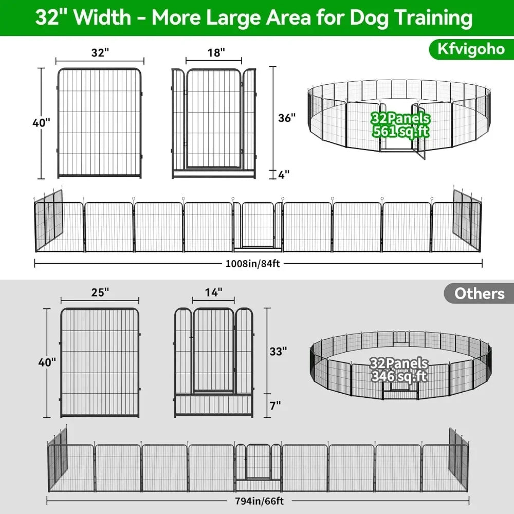 Dog Playpen Outdoor Extra Wide Rust Resistant Portable With Gates