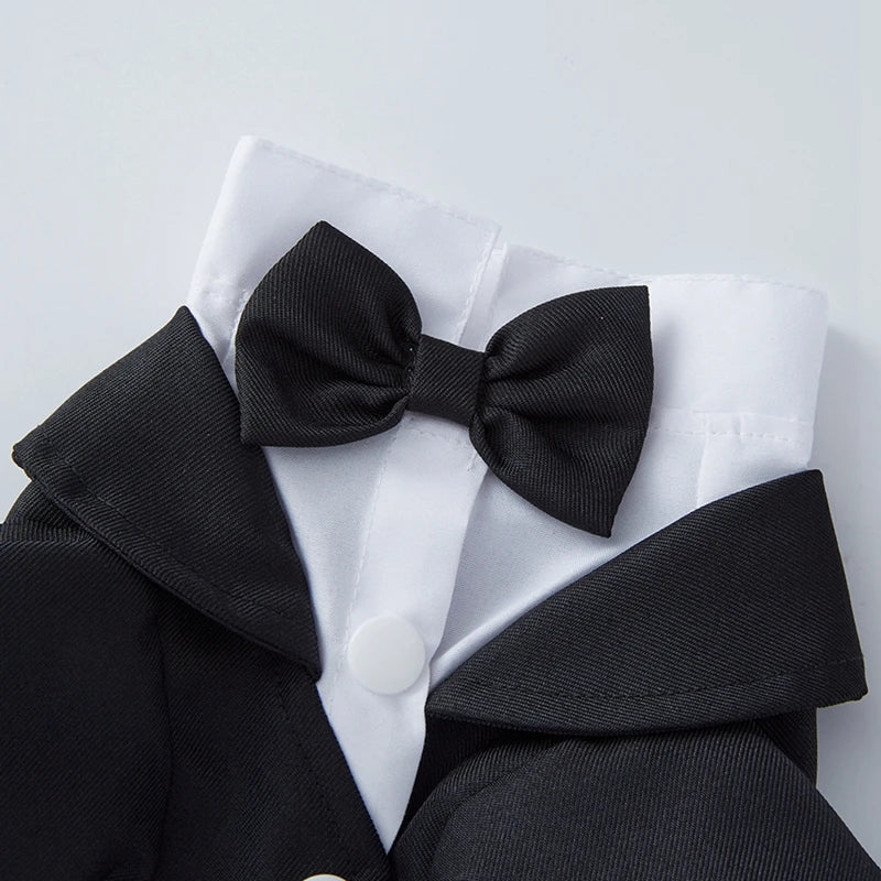 NONECN Pet Dog Tuxedo Formal Suit Bow Tie Shirt Cosplay