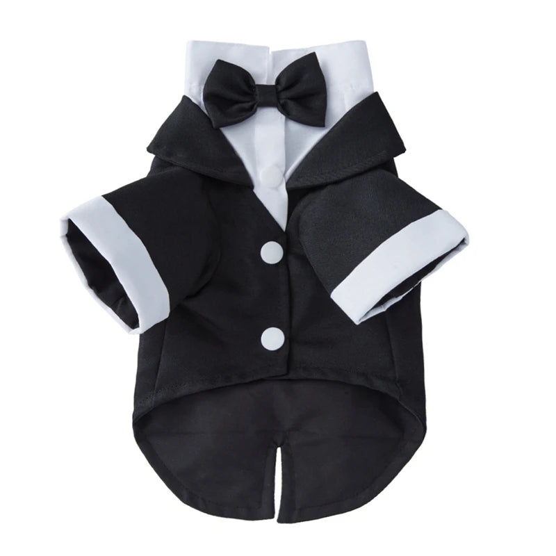 NONECN Pet Dog Tuxedo Formal Suit Bow Tie Shirt Cosplay